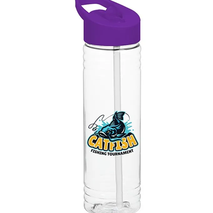 Clear Impact Halcyon Water Bottle with Flip Straw Lid - 24 oz - Full Color