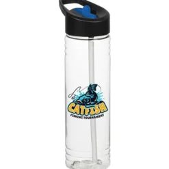 Clear Impact Halcyon Water Bottle with Two-Tone Flip Straw Lid - 24 oz - Full Color