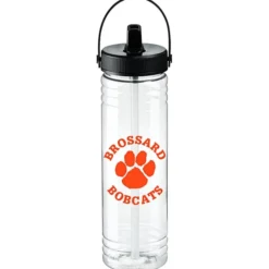Clear Impact Halcyon Water Bottle with Folding Flip Straw Lid - 24 oz.