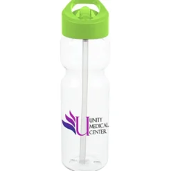 Clear Impact Olympian Bottle with Flip Straw Lid - 28 oz - Full Color