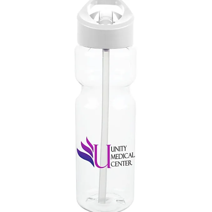 Clear Impact Olympian Bottle with Flip Straw Lid - 28 oz - Full Color