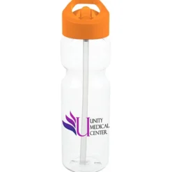 Clear Impact Olympian Bottle with Flip Straw Lid - 28 oz - Full Color