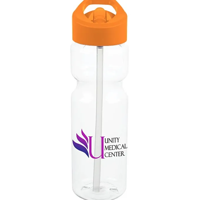 Clear Impact Olympian Bottle with Flip Straw Lid - 28 oz - Full Color