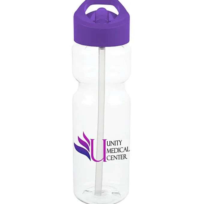Clear Impact Olympian Bottle with Flip Straw Lid - 28 oz - Full Color