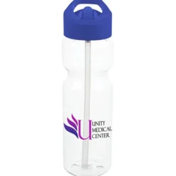 Clear Impact Olympian Bottle with Flip Straw Lid - 28 oz - Full Color