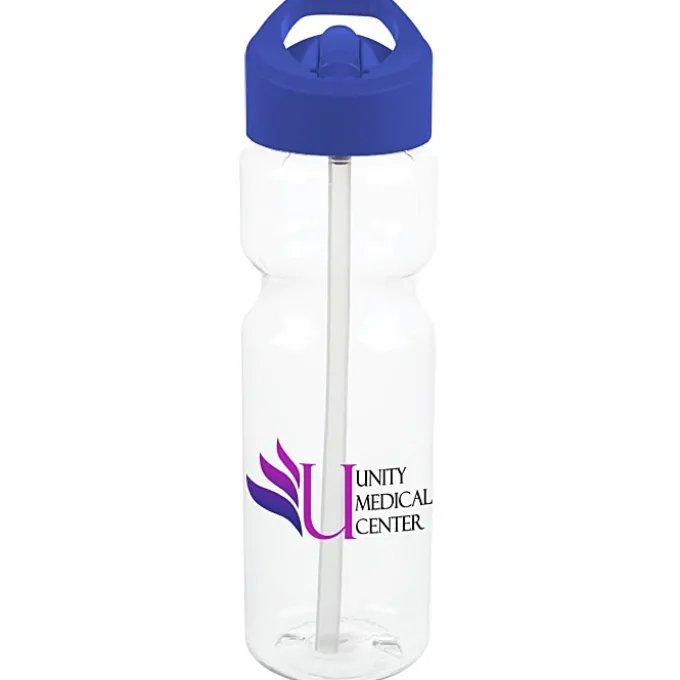Clear Impact Olympian Bottle with Flip Straw Lid - 28 oz - Full Color