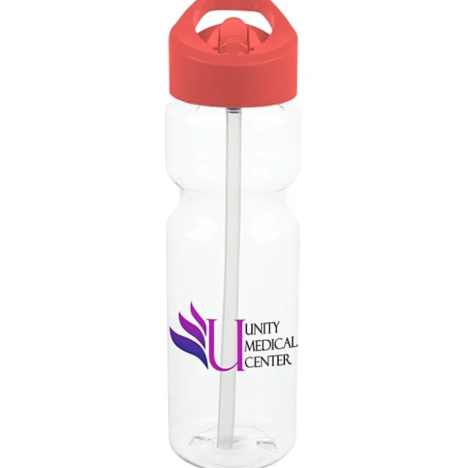 Clear Impact Olympian Bottle with Flip Straw Lid - 28 oz - Full Color