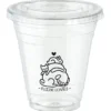 Clear Soft Plastic Cup with Lid - 12 oz