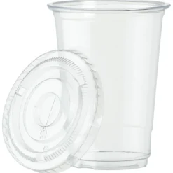 Clear Soft Plastic Cup with Lid - 10 oz