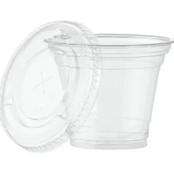 Clear Soft Plastic Cup with Lid - 9 oz