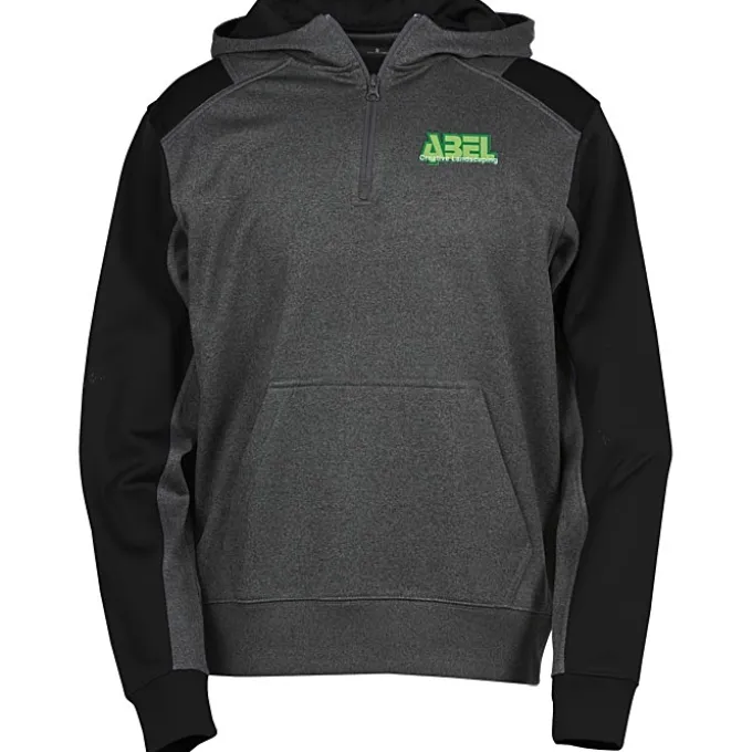 Colorblock Performance Heather Fleece 1/4-Zip Hoodie - Embroidered