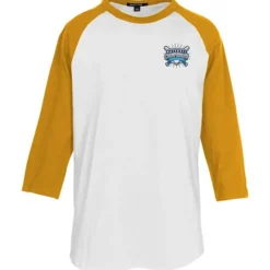 Colorblock 3/4 Sleeve Cotton Baseball T-Shirt - Embroidered