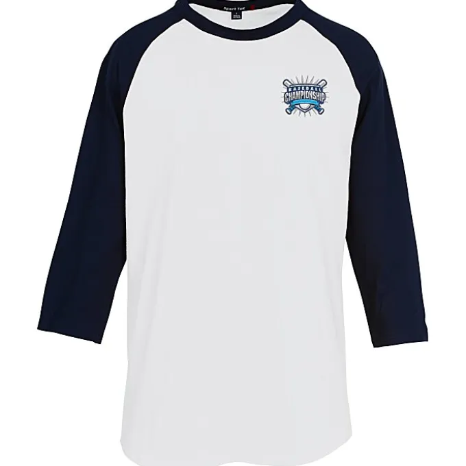 Colorblock 3/4 Sleeve Cotton Baseball T-Shirt - Embroidered