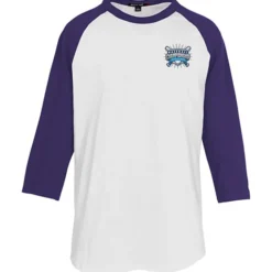 Colorblock 3/4 Sleeve Cotton Baseball T-Shirt - Embroidered