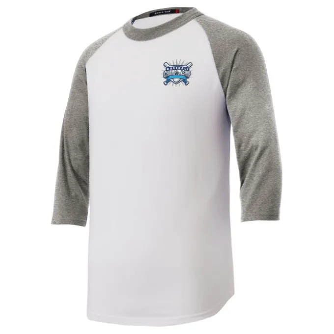 Colorblock 3/4 Sleeve Cotton Baseball T-Shirt - Youth - Embroidered