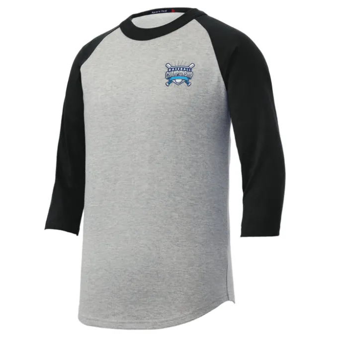 Colorblock 3/4 Sleeve Cotton Baseball T-Shirt - Youth - Embroidered