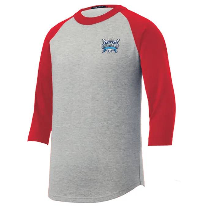 Colorblock 3/4 Sleeve Cotton Baseball T-Shirt - Youth - Embroidered