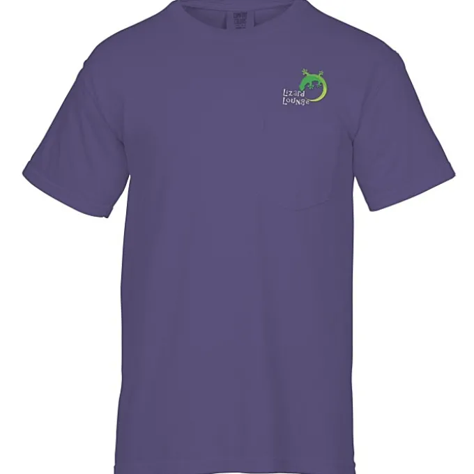 Comfort Colors Garment-Dyed 6.1-oz Pocket T-Shirt - Embroidered