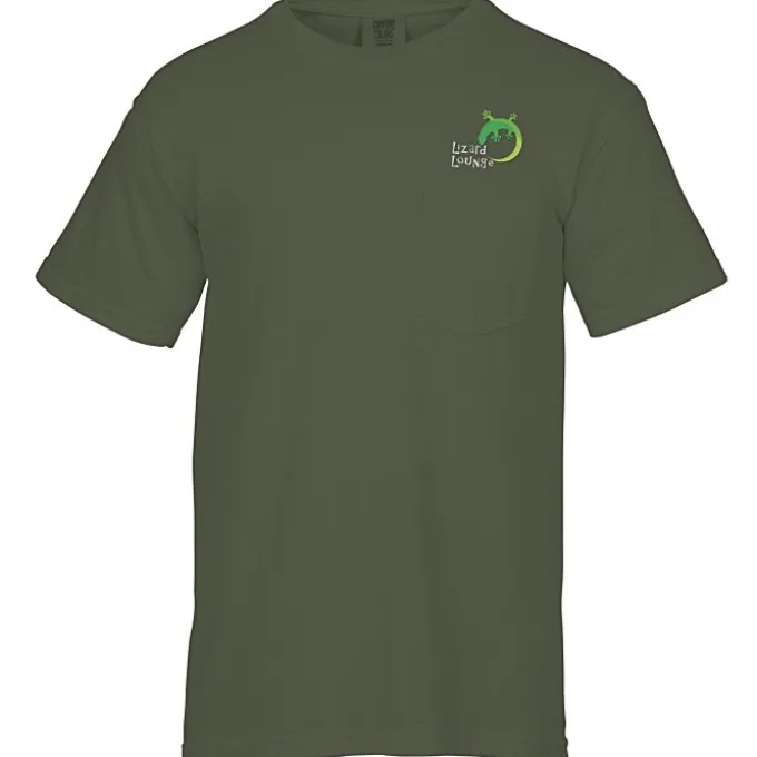 Comfort Colors Garment-Dyed 6.1-oz Pocket T-Shirt - Embroidered