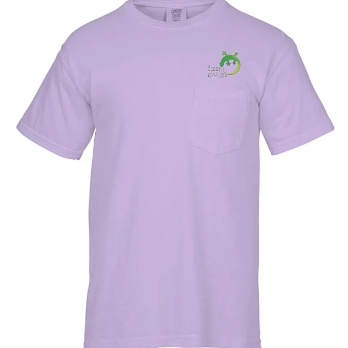 Comfort Colors Garment-Dyed 6.1-oz Pocket T-Shirt - Embroidered