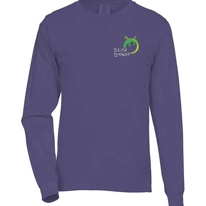 Comfort Colors Garment-Dyed 6.1-oz LS T-Shirt - Embroidered