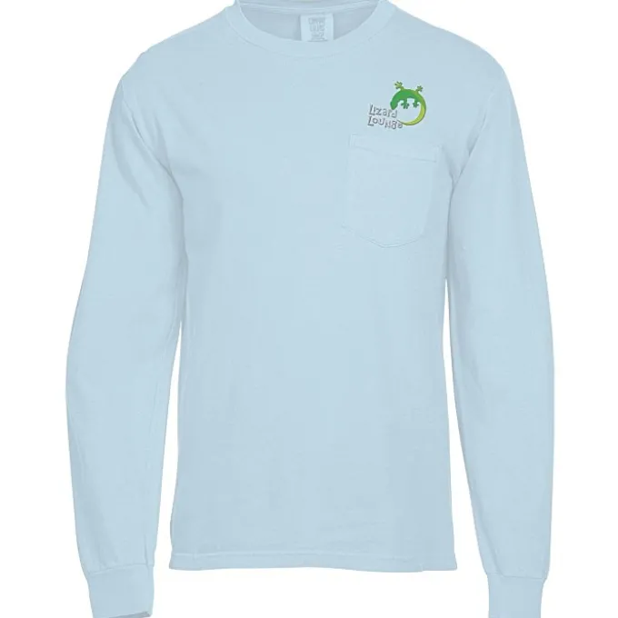 Comfort Colors Garment-Dyed 6.1-oz LS Pocket T-Shirt - Embroidered