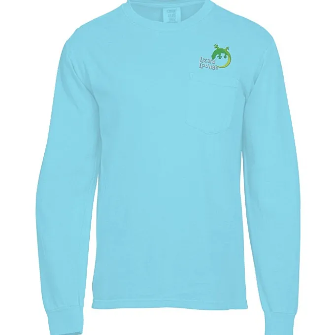 Comfort Colors Garment-Dyed 6.1-oz LS Pocket T-Shirt - Embroidered
