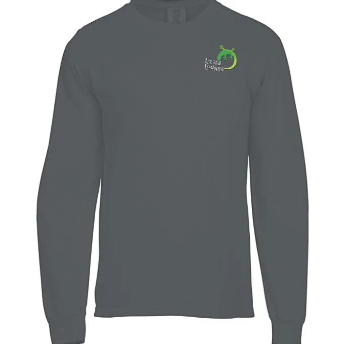 Comfort Colors Garment-Dyed 6.1-oz LS Pocket T-Shirt - Embroidered
