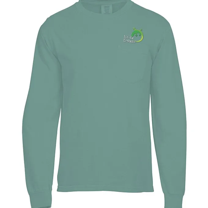 Comfort Colors Garment-Dyed 6.1-oz LS Pocket T-Shirt - Embroidered
