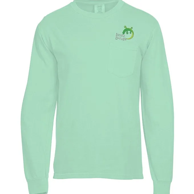 Comfort Colors Garment-Dyed 6.1-oz LS Pocket T-Shirt - Embroidered