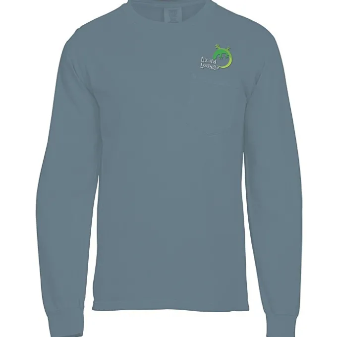 Comfort Colors Garment-Dyed 6.1-oz LS Pocket T-Shirt - Embroidered