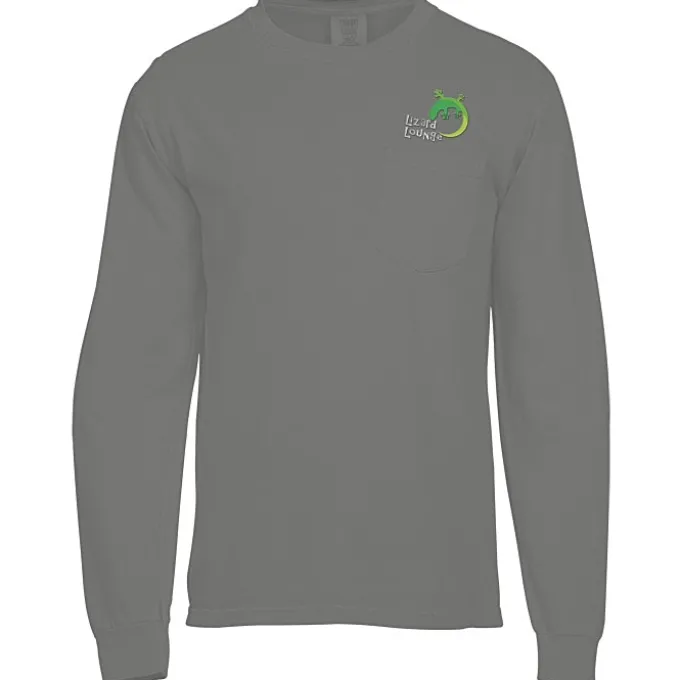Comfort Colors Garment-Dyed 6.1-oz LS Pocket T-Shirt - Embroidered