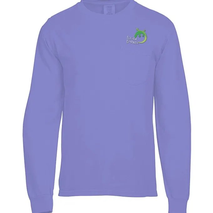 Comfort Colors Garment-Dyed 6.1-oz LS Pocket T-Shirt - Embroidered