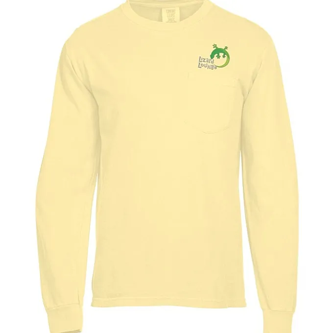 Comfort Colors Garment-Dyed 6.1-oz LS Pocket T-Shirt - Embroidered