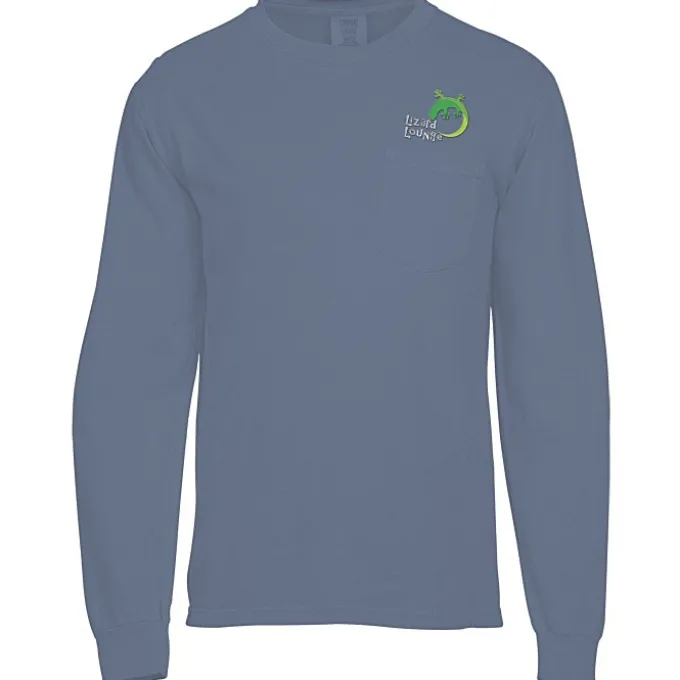 Comfort Colors Garment-Dyed 6.1-oz LS Pocket T-Shirt - Embroidered