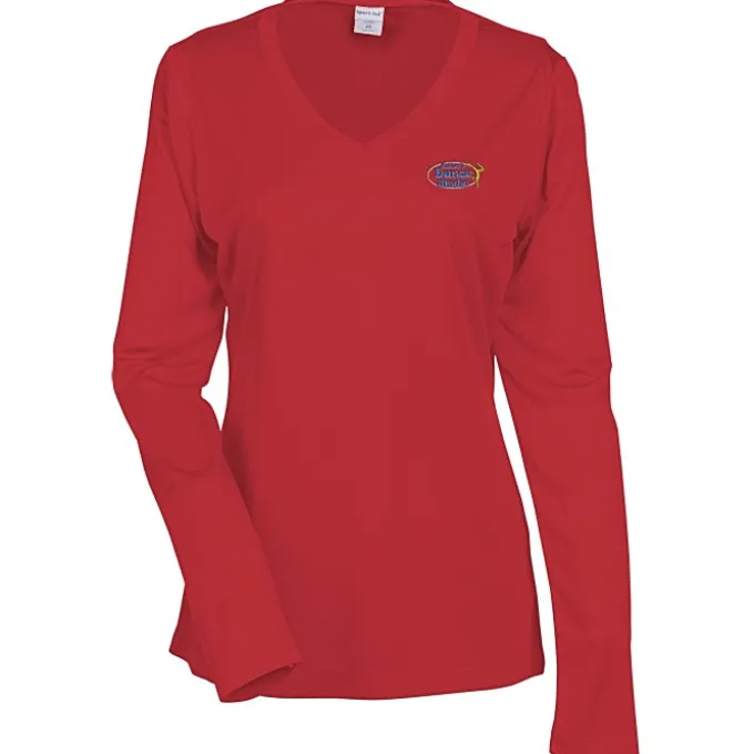 Contender Athletic LS V-Neck T-Shirt - Ladies' - Embroidered - 24 hr