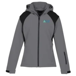 Contrasting Color Hooded Soft Shell Jacket - Ladies'