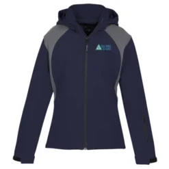 Contrasting Color Hooded Soft Shell Jacket - Ladies'