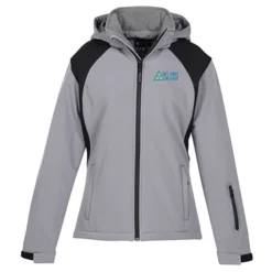 Contrasting Color Hooded Soft Shell Jacket - Ladies'