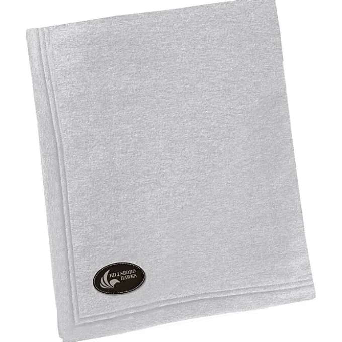 Core Fleece Sweatshirt Blanket - 50 inches x 60 inches - Laser Engraved Patch