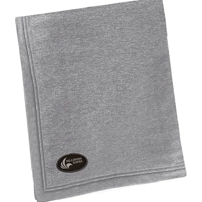 Core Fleece Sweatshirt Blanket - 50 inches x 60 inches - Laser Engraved Patch