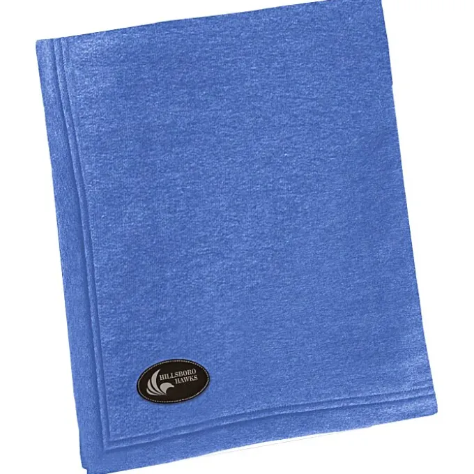 Core Fleece Sweatshirt Blanket - 50 inches x 60 inches - Laser Engraved Patch
