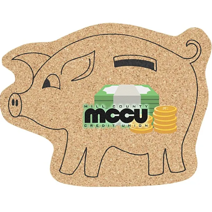 Cork Coaster - Piggy Bank - Full Color