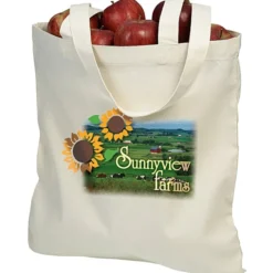 Cotton Sheeting Natural Economy Tote - 15 1/2 inches x 15 inches - Full Color