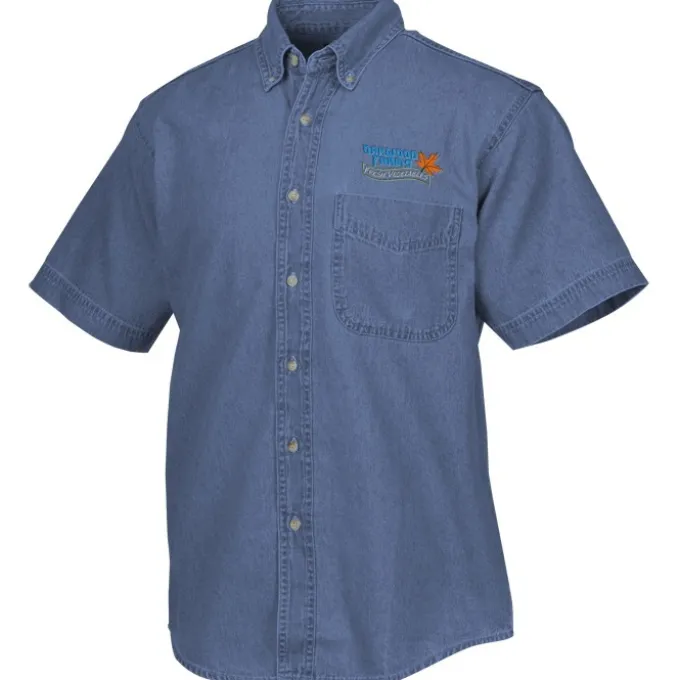 Cotton Short Sleeve Denim Shirt - Men's