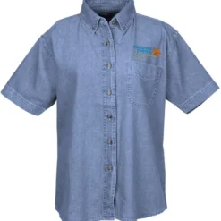 Cotton Short Sleeve Denim Shirt - Ladies'