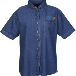 Cotton Short Sleeve Denim Shirt - Ladies'