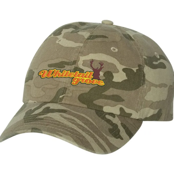 Cotton Washed Cap - Camo - Embroidered