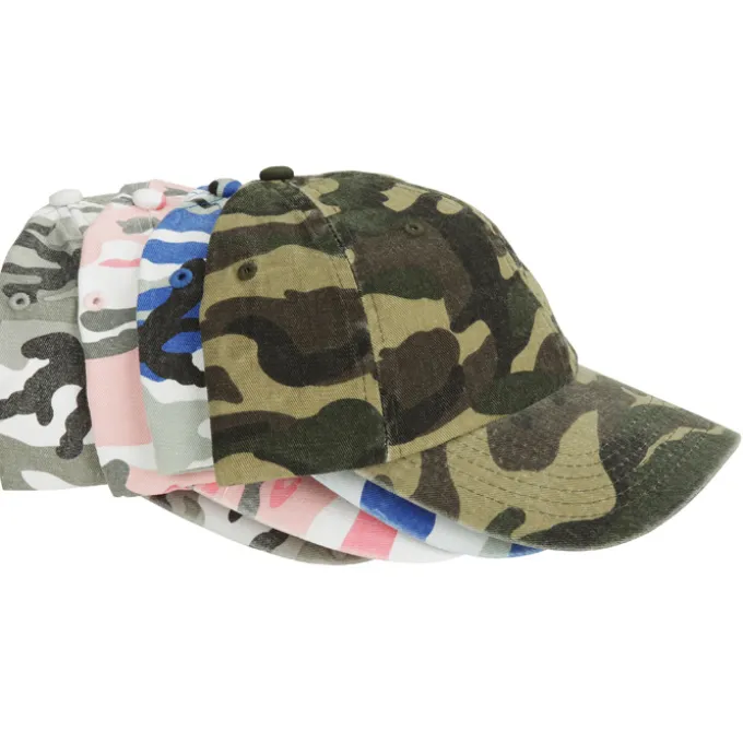 Cotton Washed Cap - Camo - Embroidered