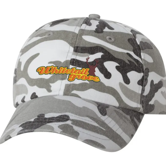 Cotton Washed Cap - Camo - Embroidered